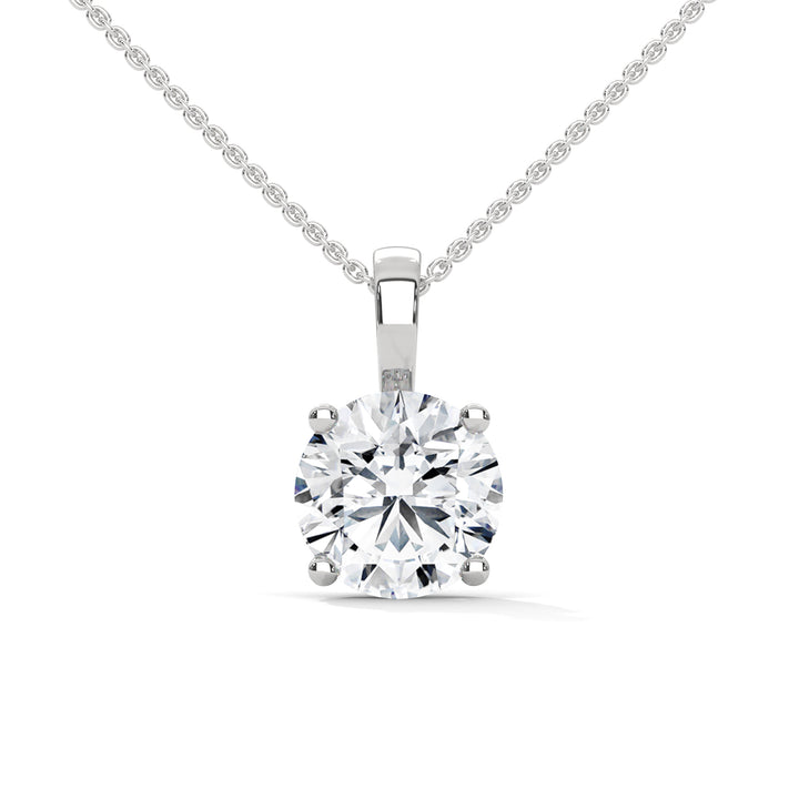 Round-Cut Diamond Pendant Necklace 2.75ct E-VS1 | 14K Gold | 16”&18” Chain