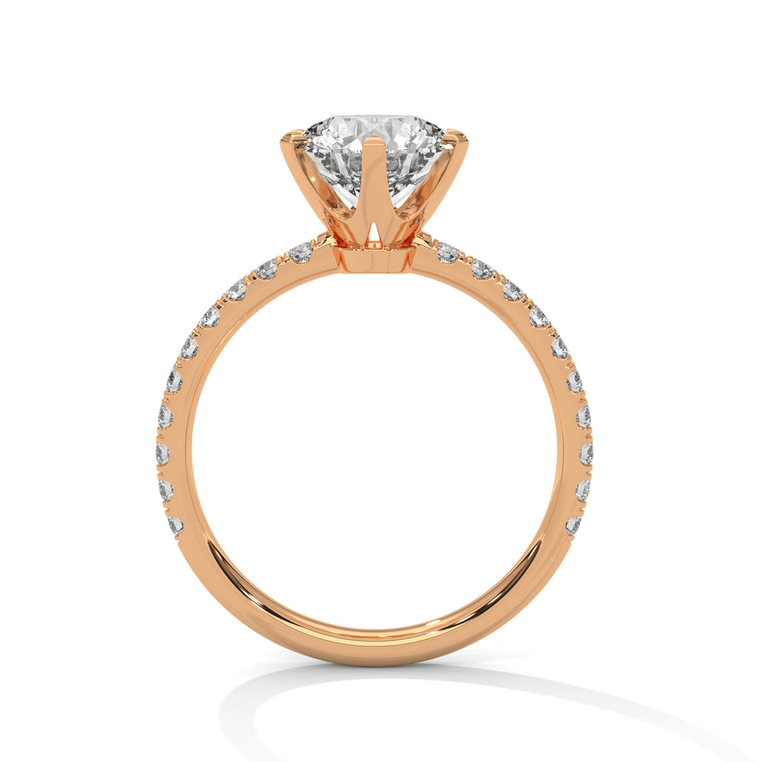 6-Prong Pave Round-Cut Engagement Ring with 2ct Lab-Grown Diamond (F VS1)