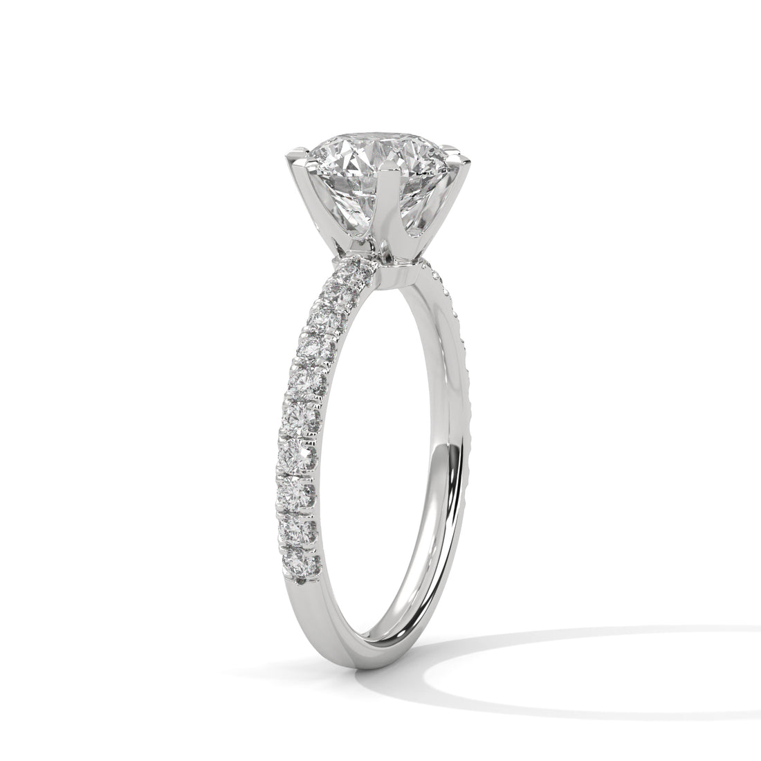 6-Prong Pave Round-Cut Engagement Ring with 2ct Lab-Grown Diamond (F VS1)