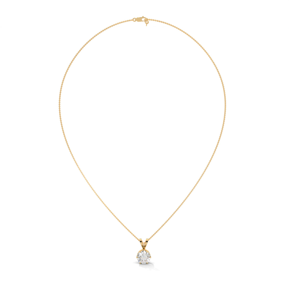 Brilliant Solitaire: 14K Gold Round Diamond Pendant Necklace | 2.11 CTW