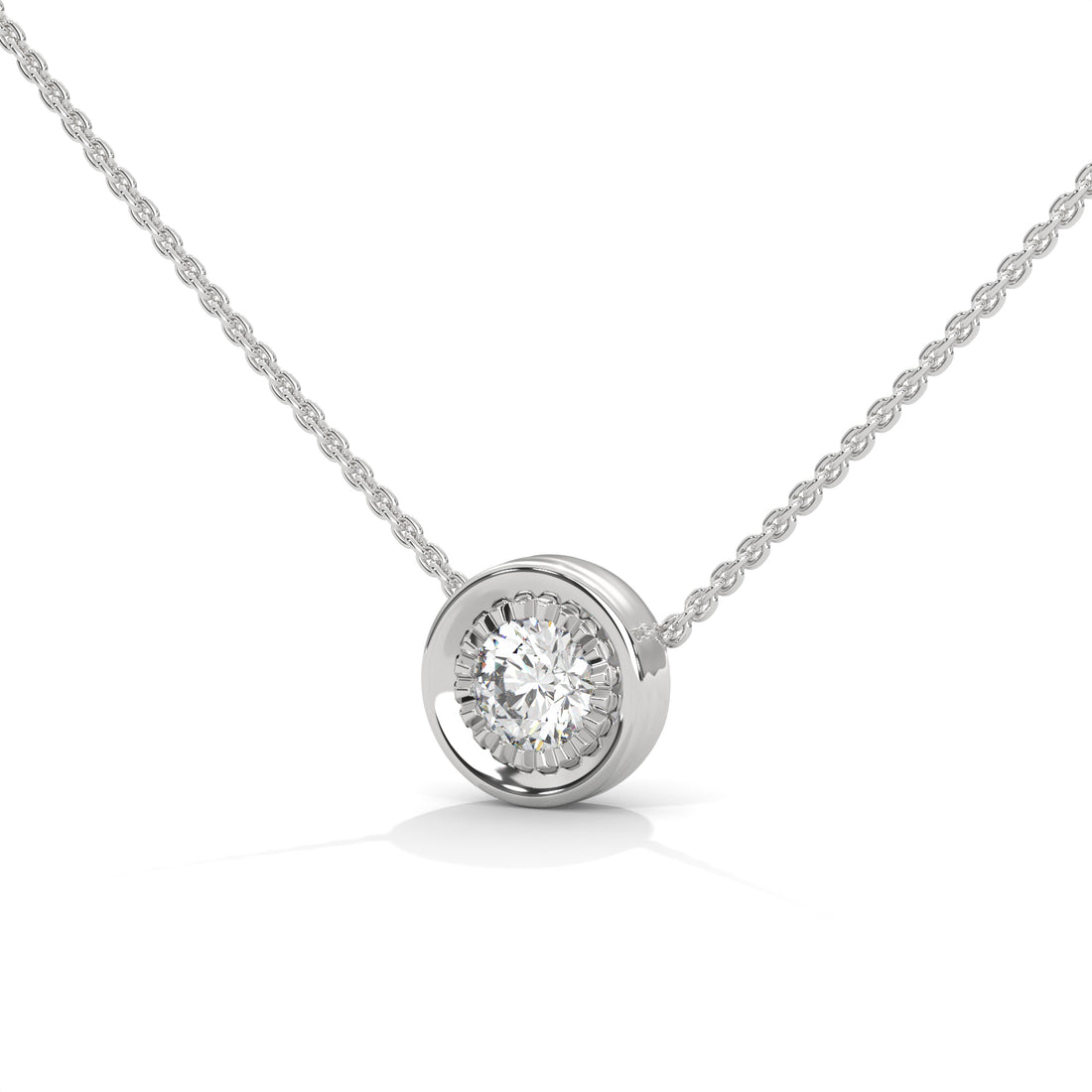 Ethereal Radiance: 14K Gold Round-Cut Diamond Pendant Necklace | 0.25CT