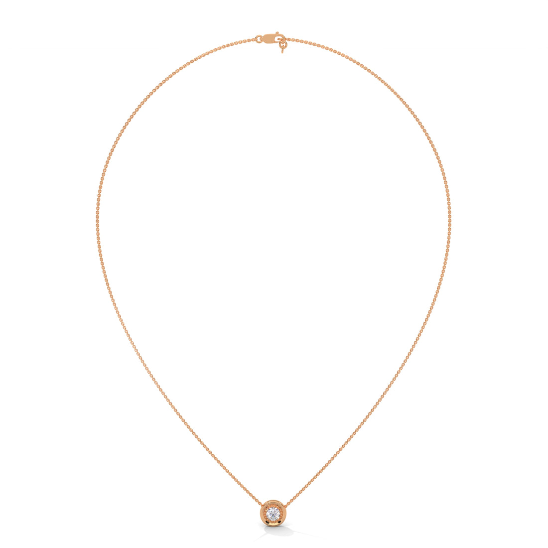Ethereal Radiance: 14K Gold Round-Cut Diamond Pendant Necklace | 0.25CT