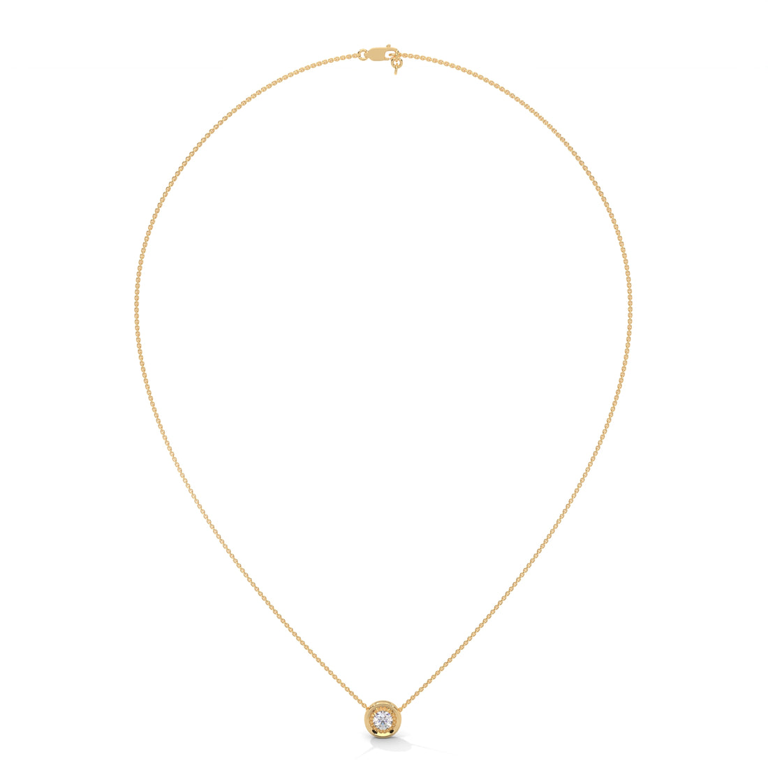 Ethereal Radiance: 14K Gold Round-Cut Diamond Pendant Necklace | 0.25CT