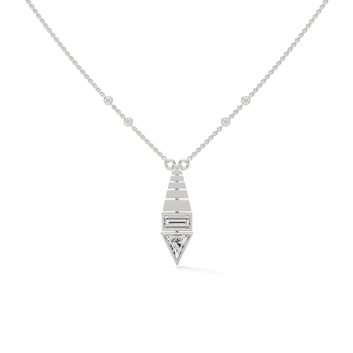 Architectural Brilliance Baguette & Triangle-Cut Diamond Pyramid Pendant Necklace |0.64CTW