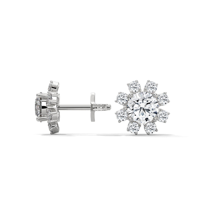 14K & 18K Gold Diamond Cluster Stud Earrings | 1.2ctw