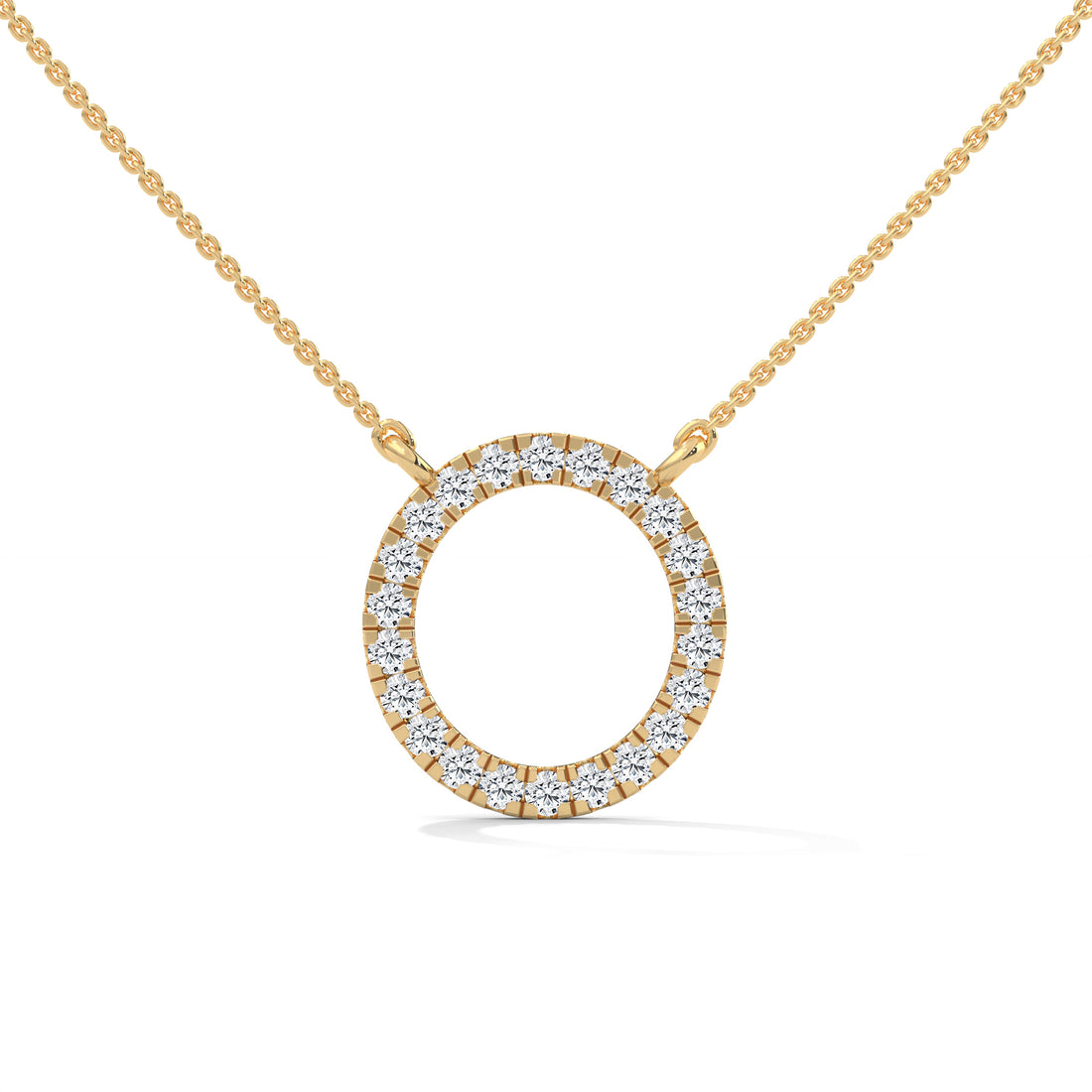 Eternal Circle: 14K Gold Diamond Halo Circle Pendant Necklace | 0.40CTW