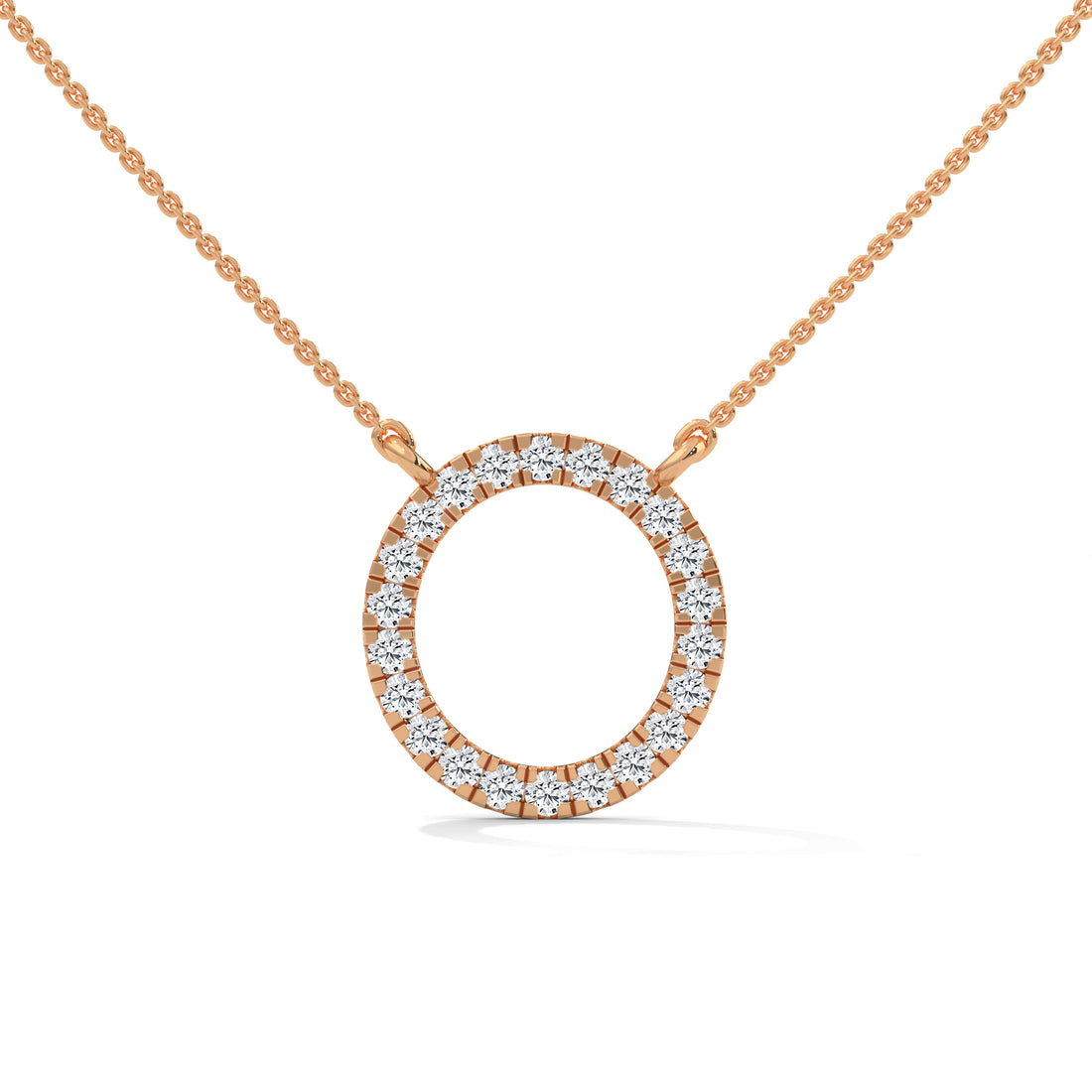 Eternal Circle: 14K Gold Diamond Halo Circle Pendant Necklace | 0.40CTW