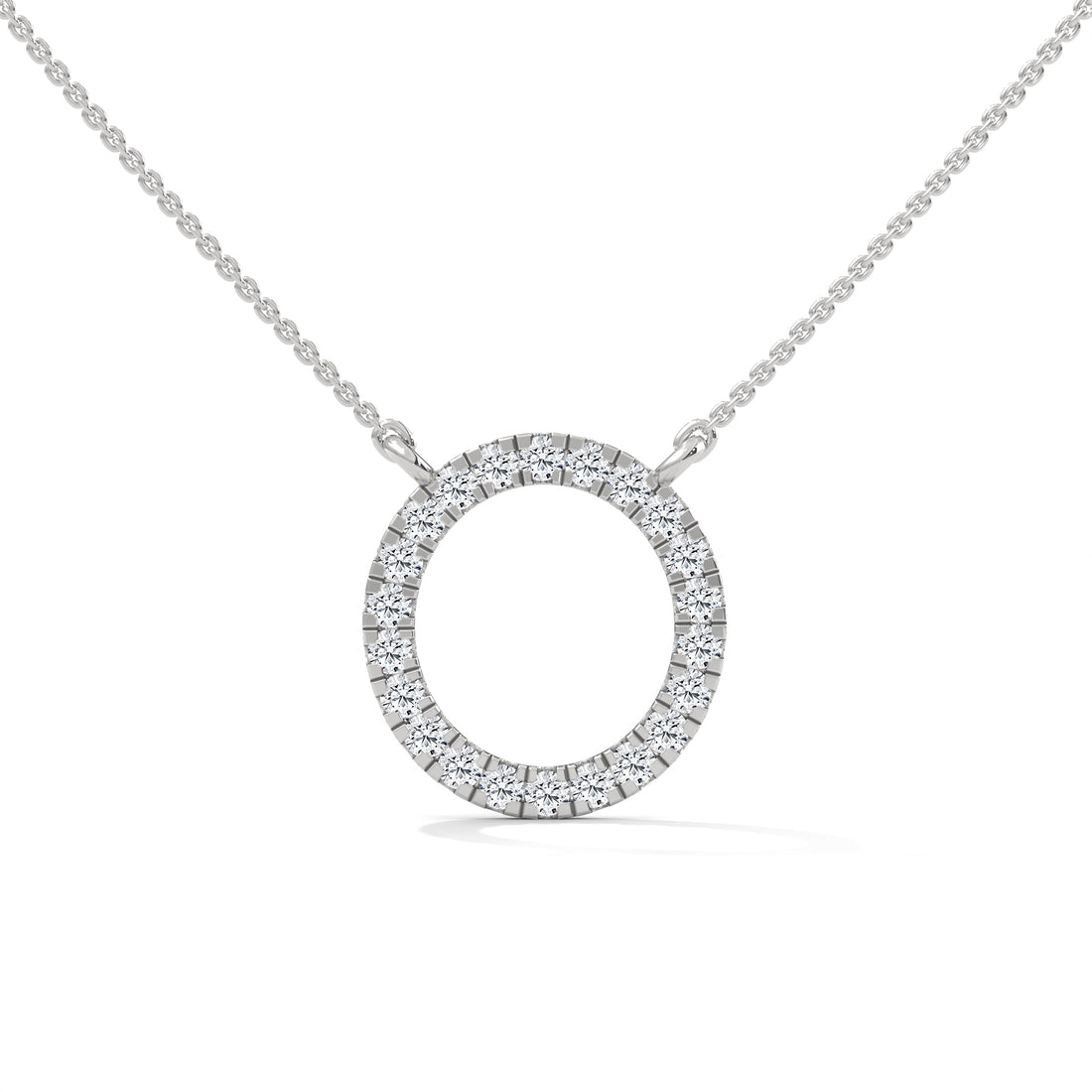 Eternal Circle: 14K Gold Diamond Halo Circle Pendant Necklace | 0.40CTW