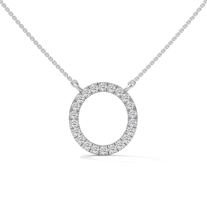 Eternal Circle: 14K Gold Diamond Halo Circle Pendant Necklace | 0.40CTW