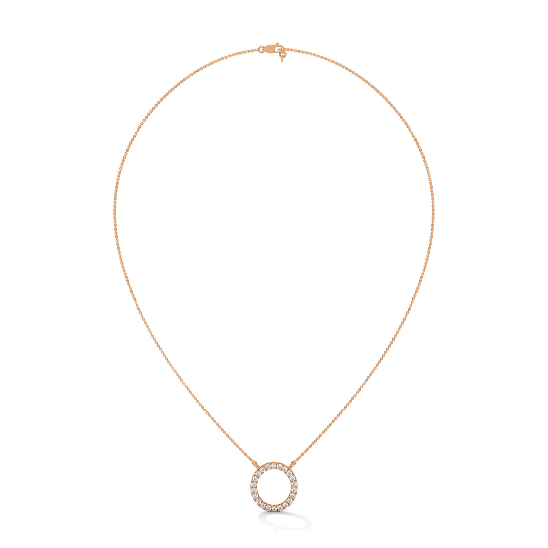 Eternal Circle: 14K Gold Diamond Halo Circle Pendant Necklace | 0.40CTW