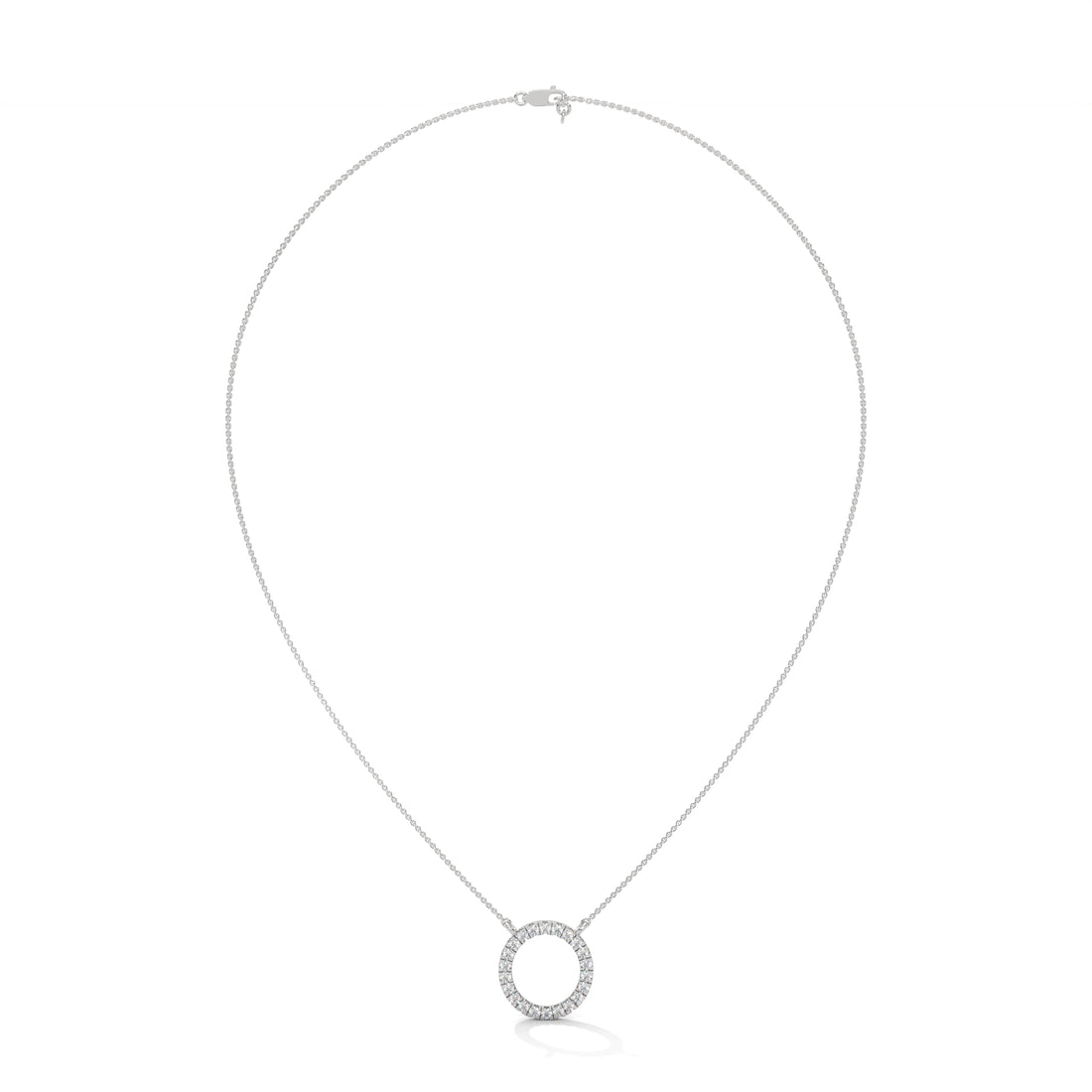 Eternal Circle: 14K Gold Diamond Halo Circle Pendant Necklace | 0.40CTW