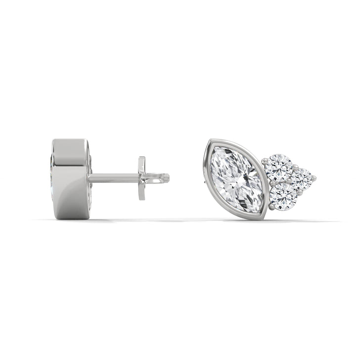 Modern Marquise Cluster E VS1 Diamond Stud Earrings in 14K & 18K Gold| 0.50 CTW