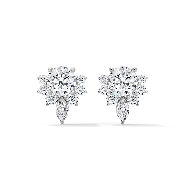 Floral Cluster Lab-Grown Diamond Stud Earrings in 14K & 18K Gold| 0.64 CTW| E VS1