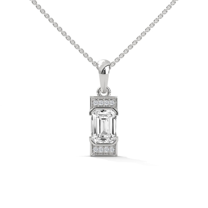 Regal Radiance: 14K Gold Emerald-Cut Diamond Pendant Necklace | 1.04 CTW