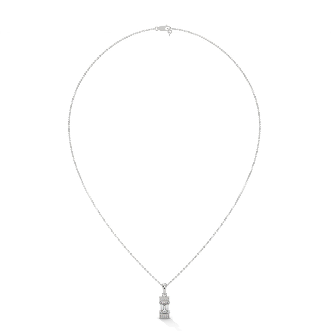Regal Radiance: 14K Gold Emerald-Cut Diamond Pendant Necklace | 1.04 CTW