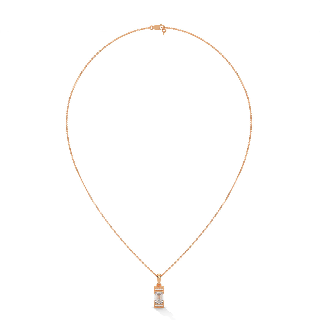 Regal Radiance: 14K Gold Emerald-Cut Diamond Pendant Necklace | 1.04 CTW