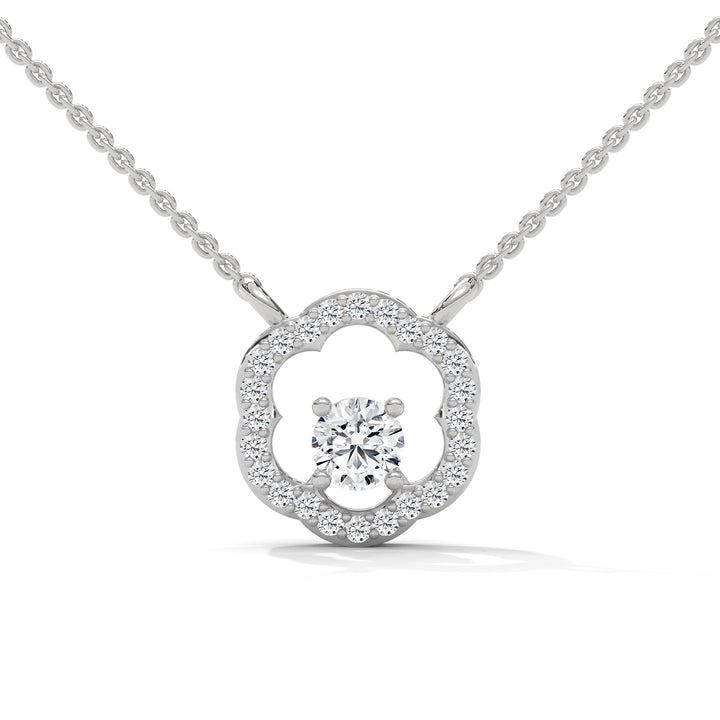 Floral Bloom: 14K Gold Round-Cut Diamond Flower Pendant Necklace | 0.32 CTW