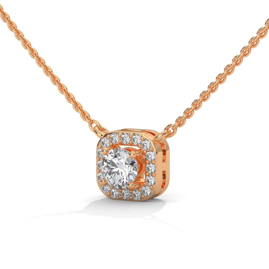 Timeless Halo: 14K Gold Round-Cut Diamond Halo Pendant Necklace | 0.33CTW