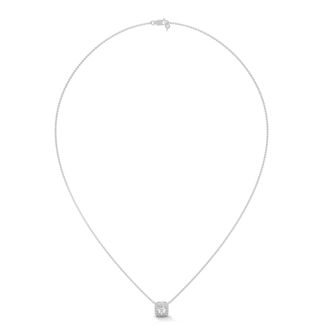 Timeless Halo: 14K Gold Round-Cut Diamond Halo Pendant Necklace | 0.33CTW