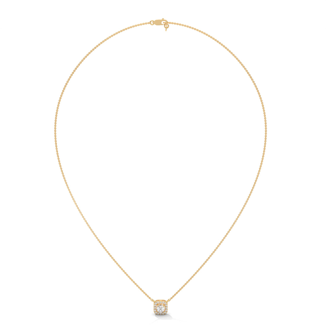 Timeless Halo: 14K Gold Round-Cut Diamond Halo Pendant Necklace | 0.33CTW