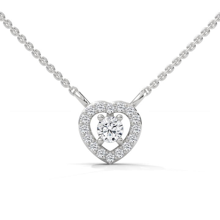 Eternal Love: Gold Diamond Heart Halo Pendant Necklace | 0.19 CTW
