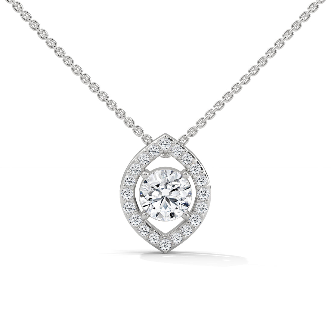 Ethereal Glow: Gold Floating Halo Diamond Pendant Necklace| 0.64 CTW