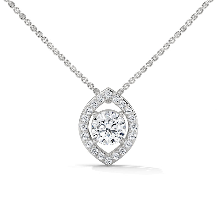 Ethereal Glow: Gold Floating Halo Diamond Pendant Necklace| 0.64 CTW