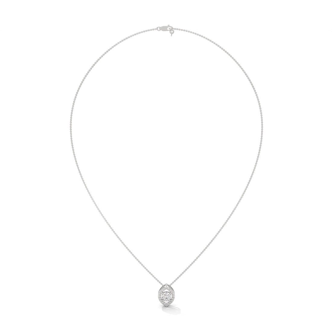 Ethereal Glow: Gold Floating Halo Diamond Pendant Necklace| 0.64 CTW