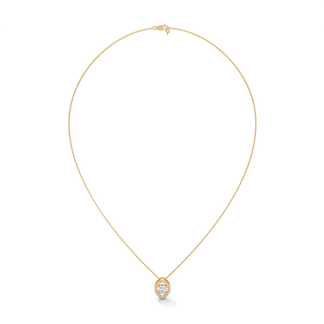 Ethereal Glow: Gold Floating Halo Diamond Pendant Necklace| 0.64 CTW
