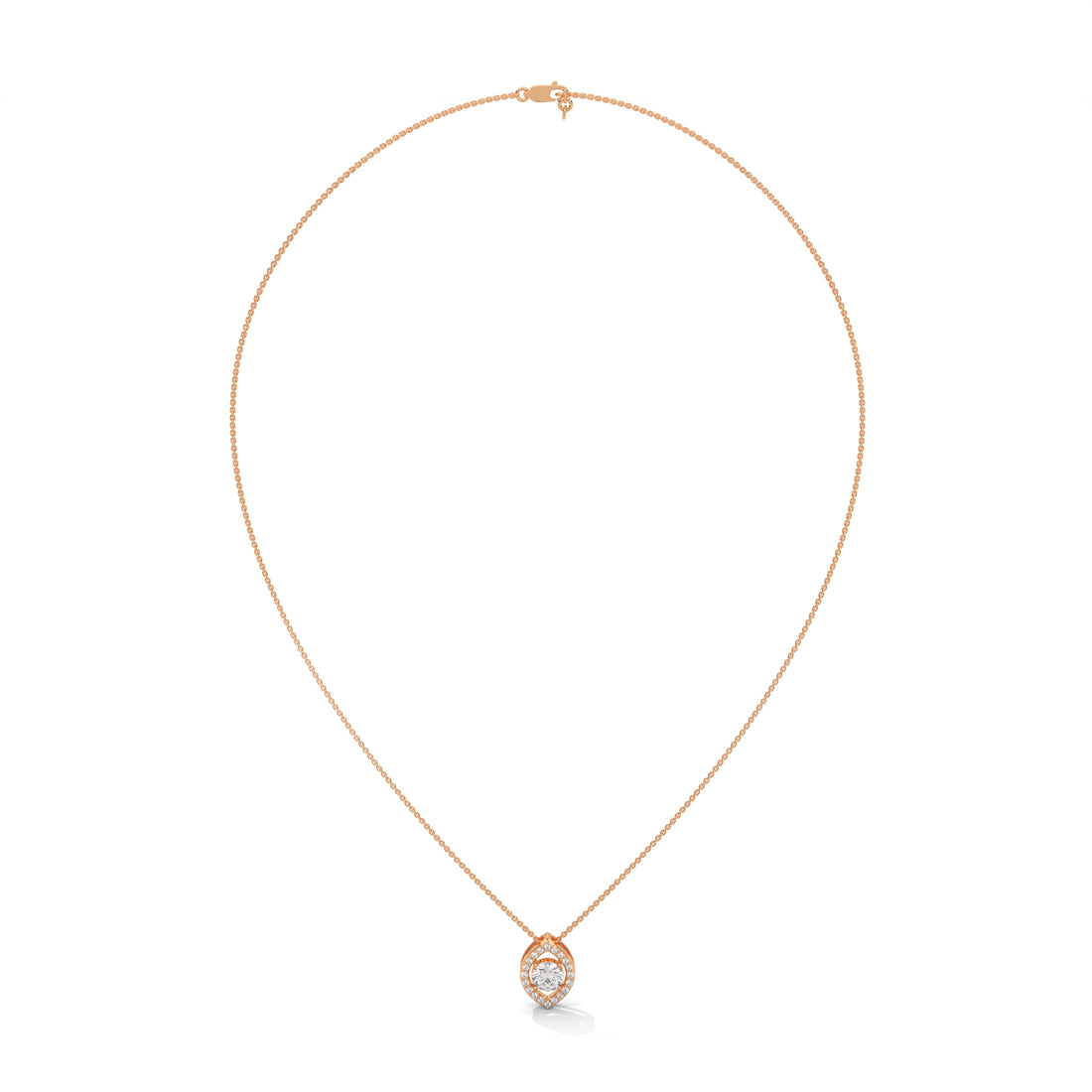 Ethereal Glow: Gold Floating Halo Diamond Pendant Necklace| 0.64 CTW