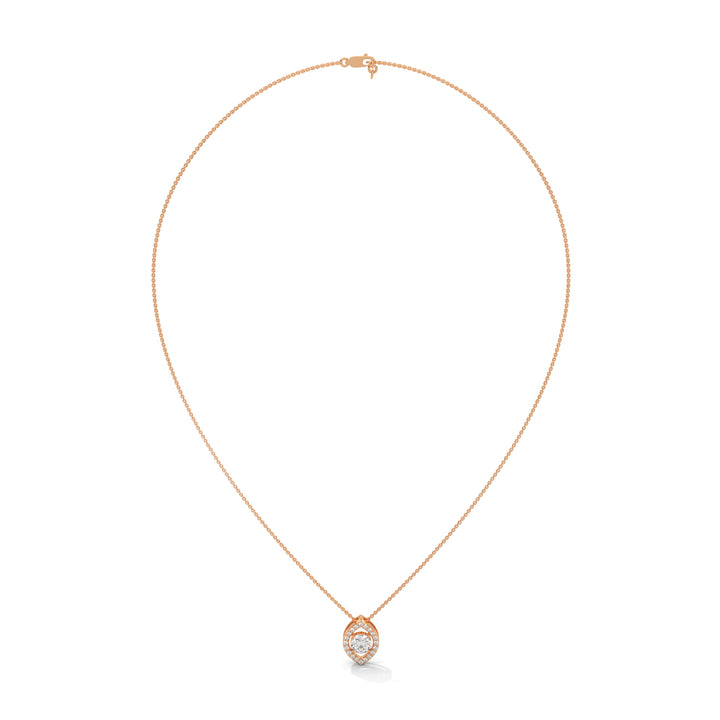 Ethereal Glow: Gold Floating Halo Diamond Pendant Necklace| 0.64 CTW