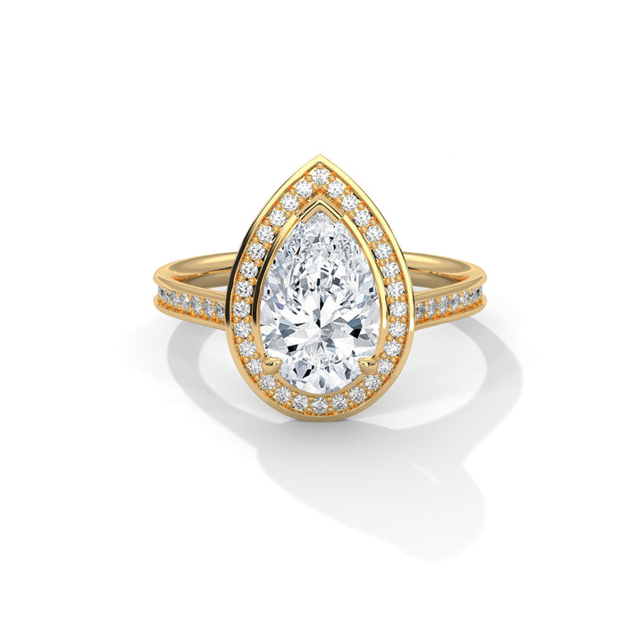 Majestic Dewdrop 3CT Pear Lab-Grown Diamond Engagement Ring | 3.34 CTW