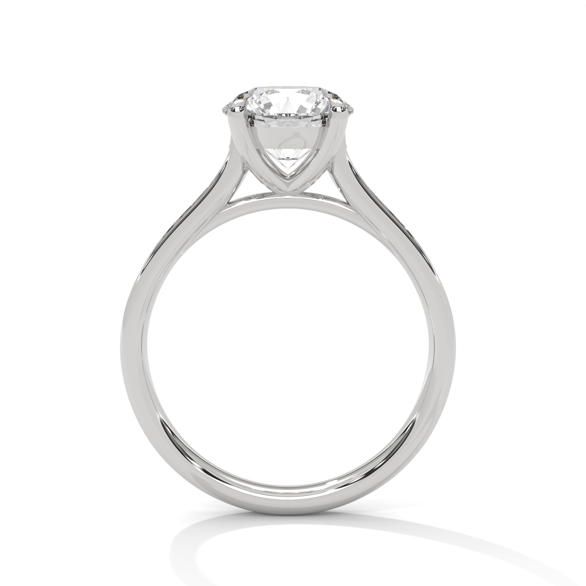 4-Prong Pave Engagement Ring with 2ct Lab-Grown Round Brilliant-Cut Diamond (F VS)