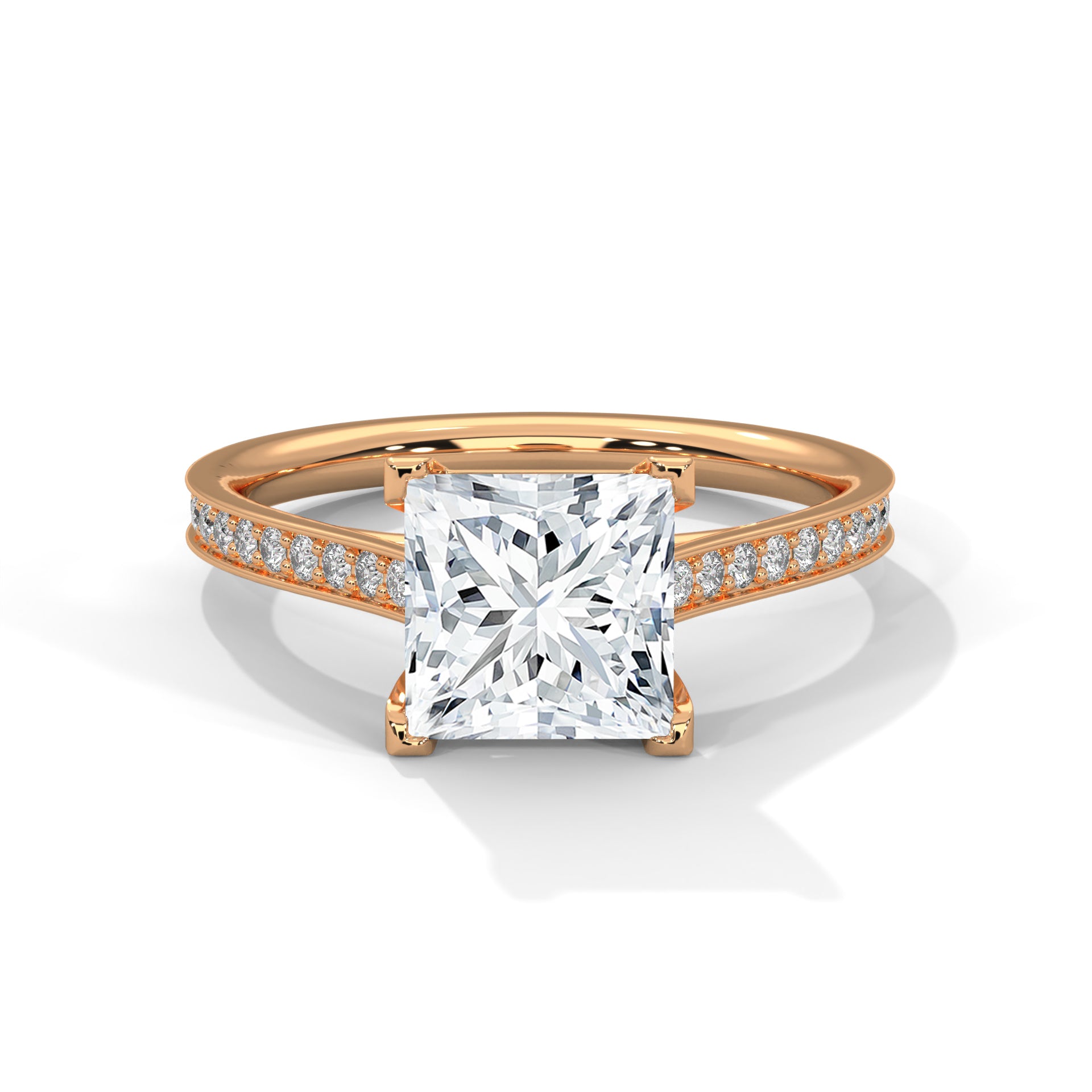Eternal Grace 1.5 CT Princess-Cut Lab Grown Diamond Pave Ring | 1.74 CTW