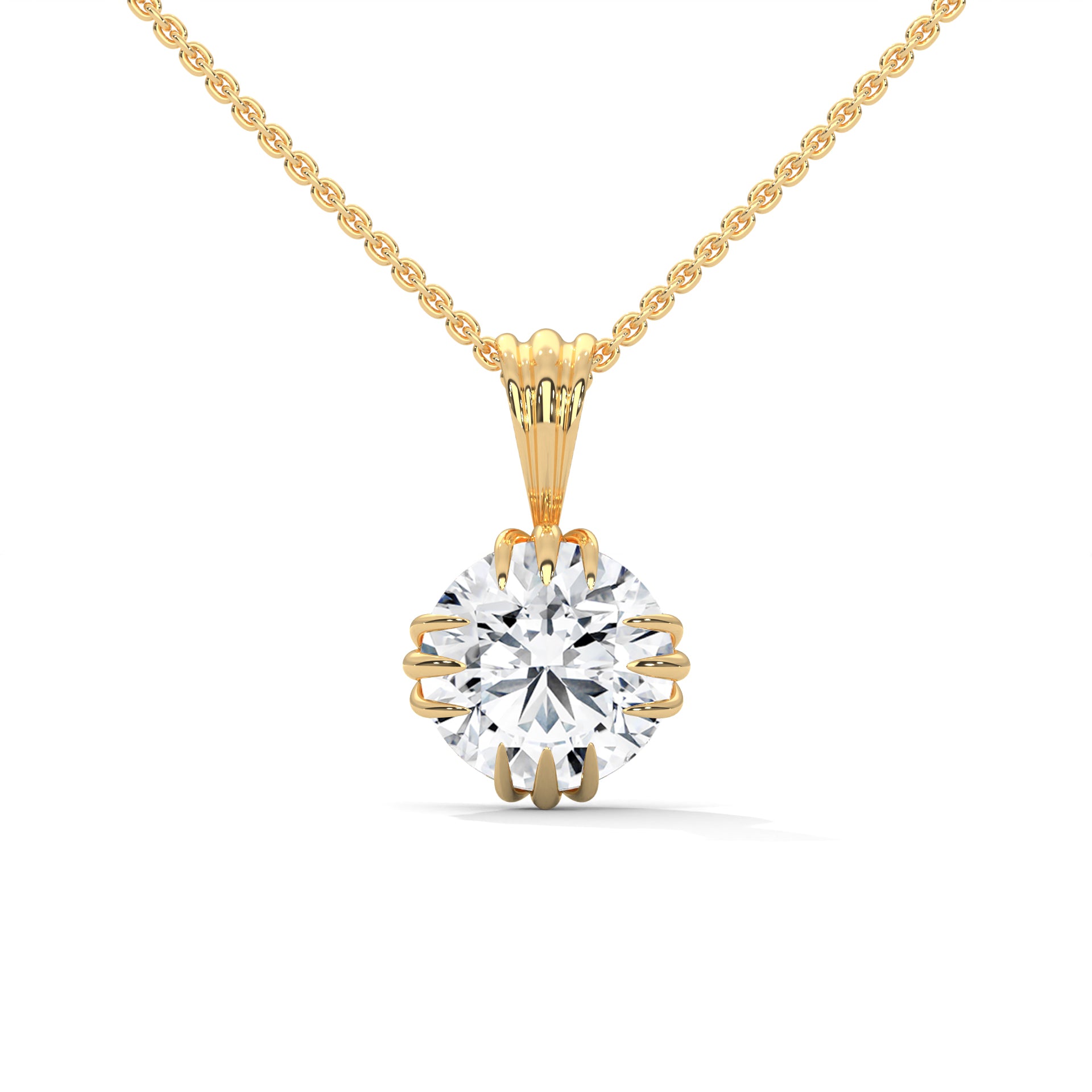 Round-Cut Diamond Pendant Necklace 2ctw E-VS1 | 14K Gold | 16-18 inch Chain