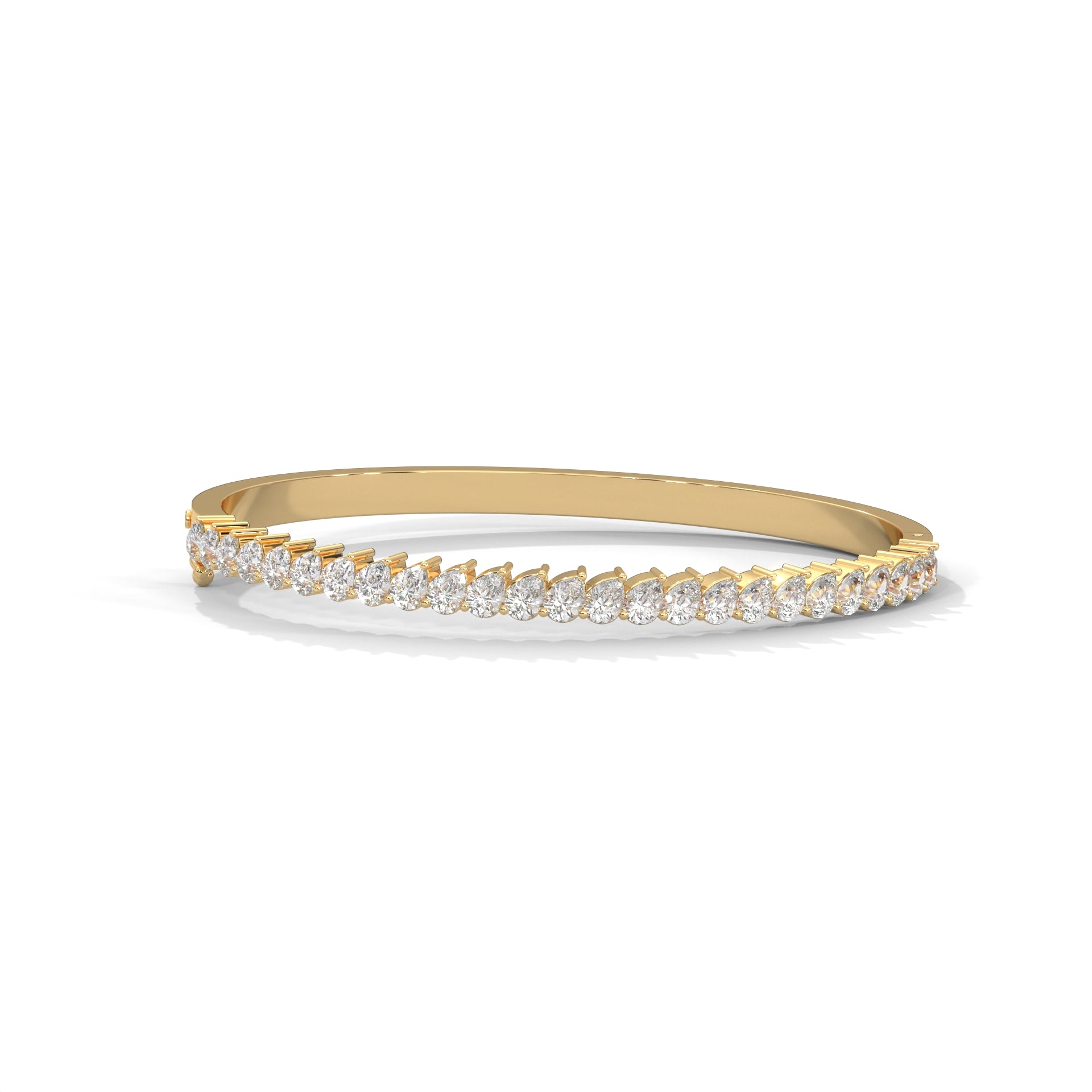 Pear Lab-Grown Diamond Gold Bangle Bracelet | 5.25 CTW