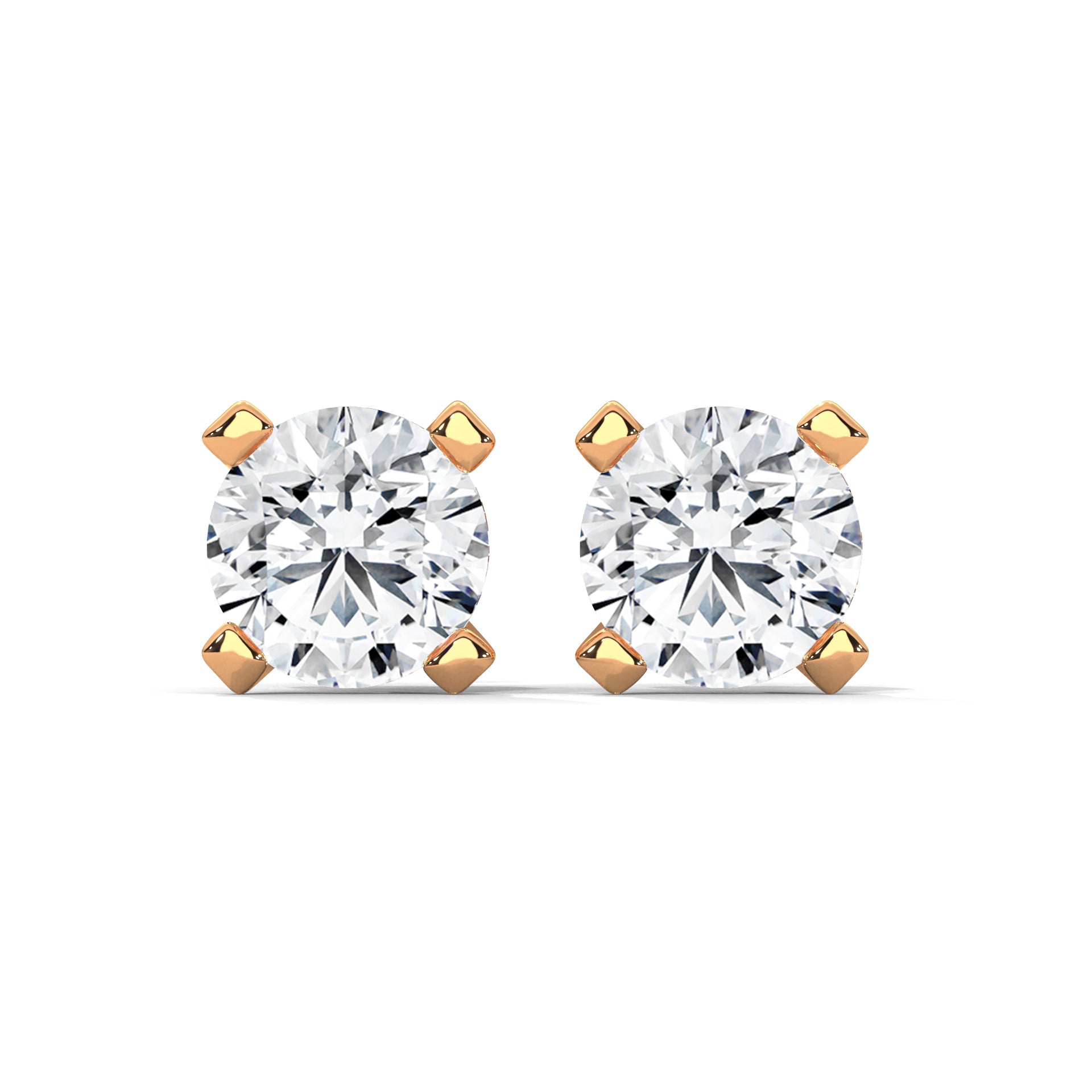 Exquisite Round-Cut Diamond Stud Earrings in 14K Gold | 2-6 CTW