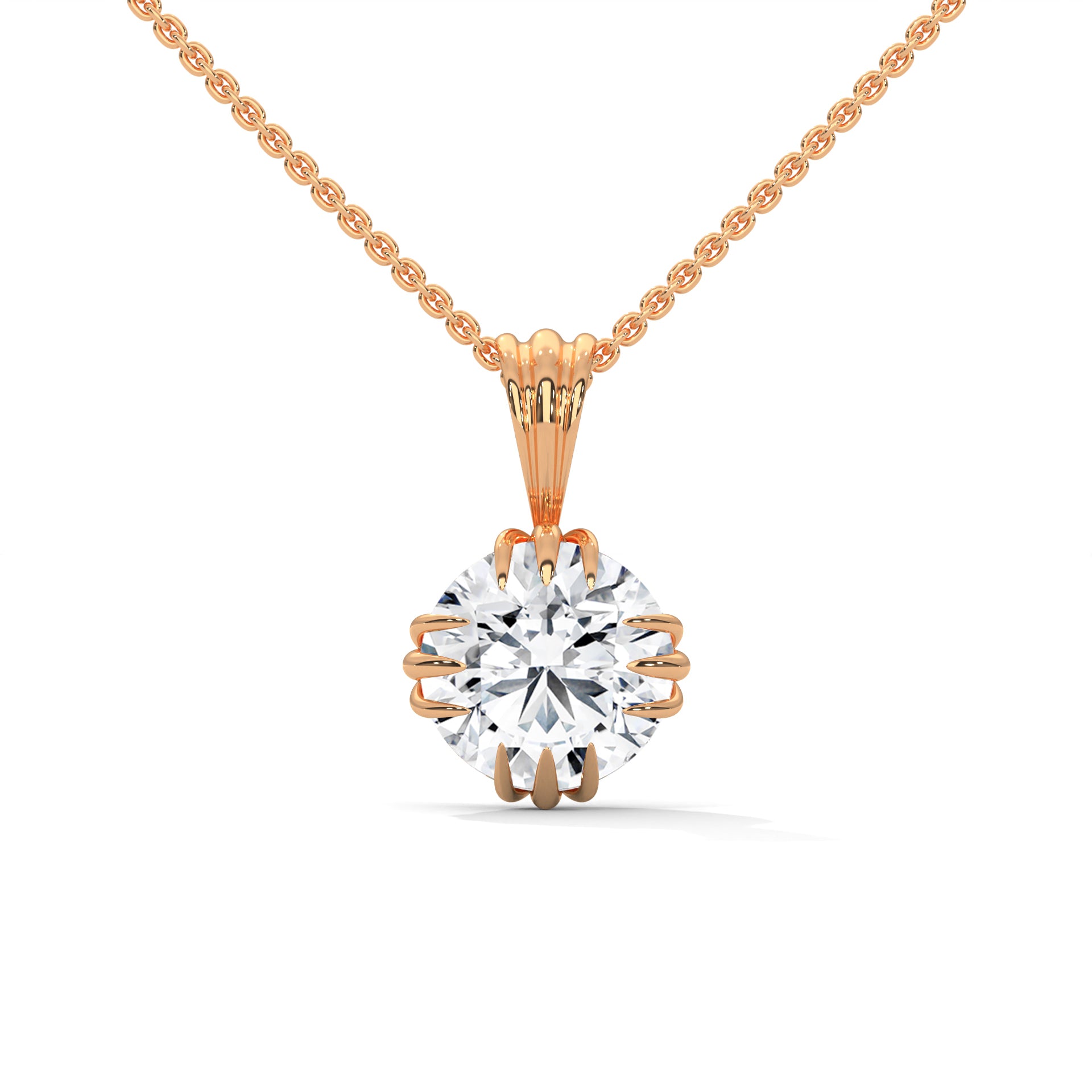 Round-Cut Diamond Pendant Necklace 2ctw E-VS1 | 14K Gold | 16-18 inch Chain