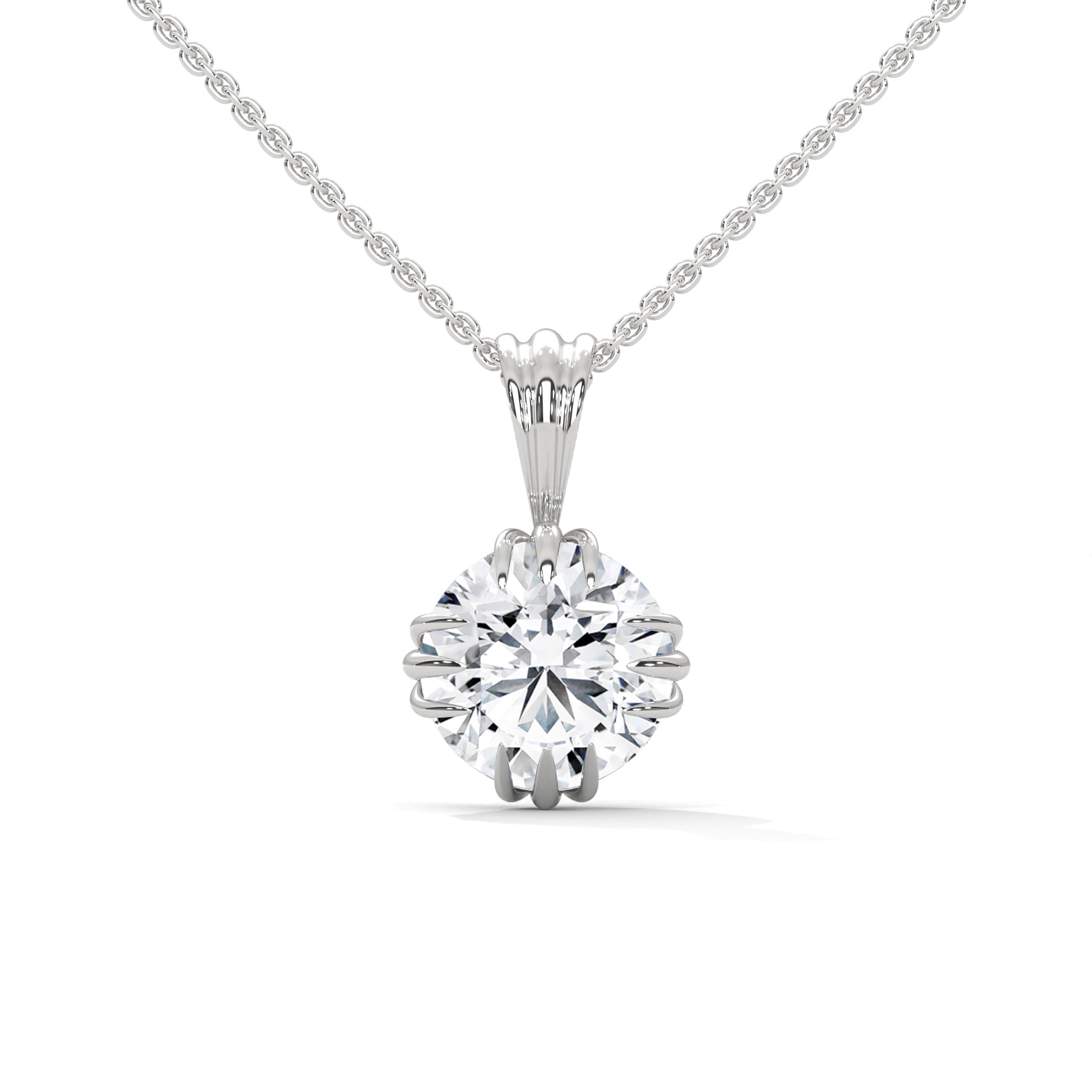 Round-Cut Diamond Pendant Necklace 2ctw E-VS1 | 14K Gold | 16-18 inch Chain