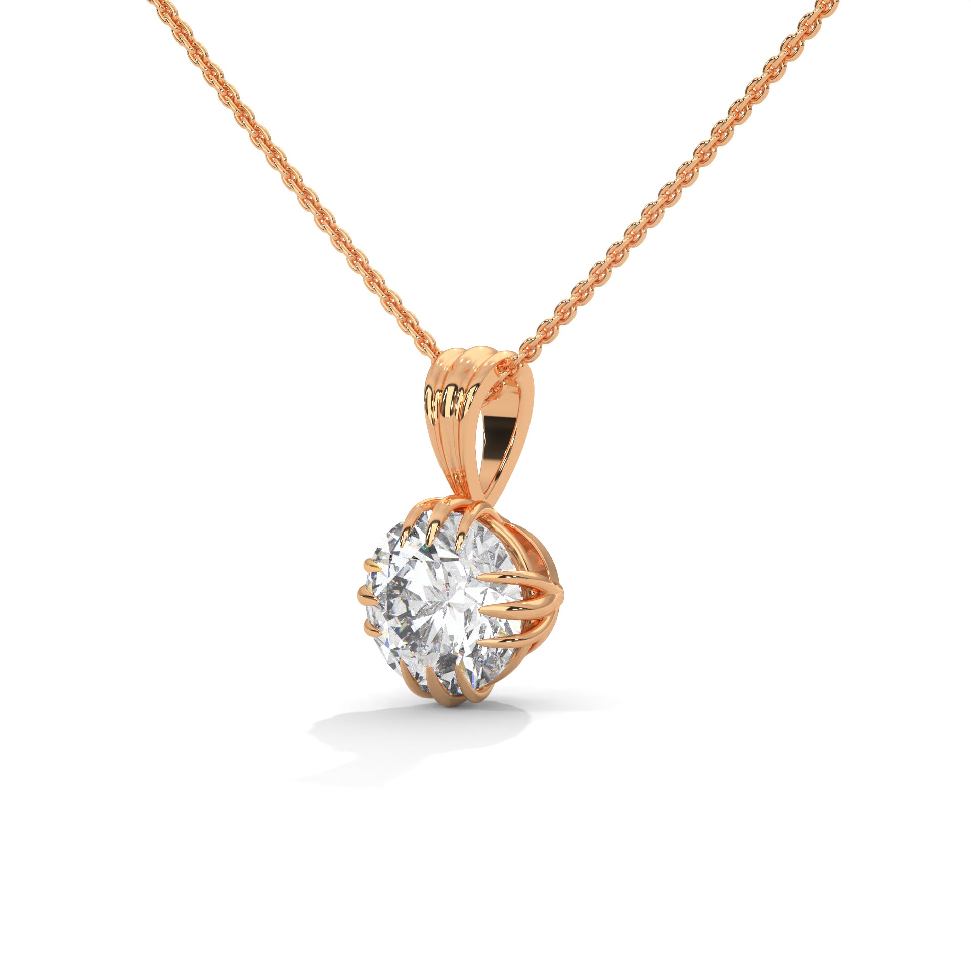 Round-Cut Diamond Pendant Necklace 2ctw E-VS1 | 14K Gold | 16-18 inch Chain