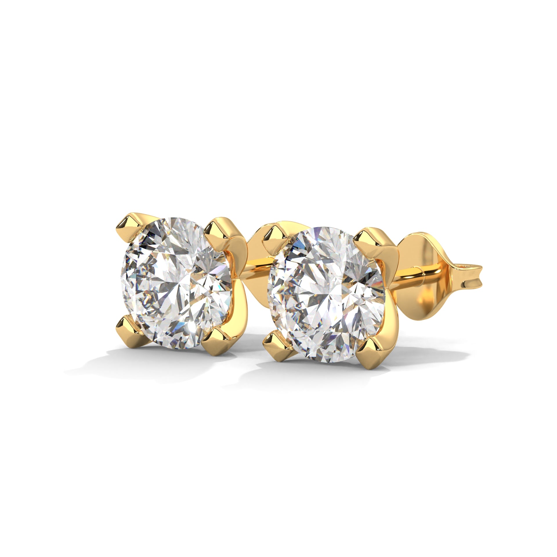 Exquisite Round-Cut Diamond Stud Earrings in 14K Gold | 2-6 CTW