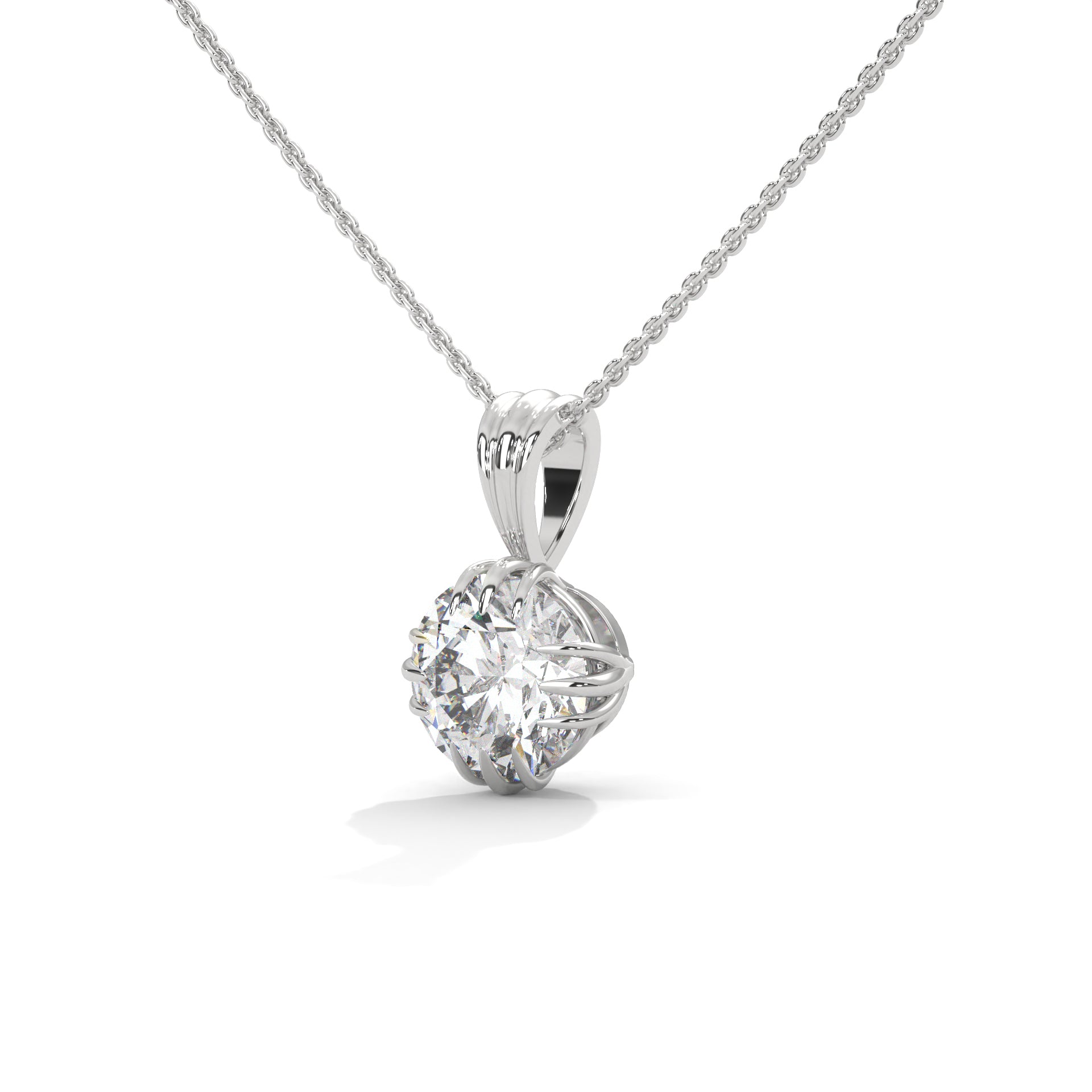 Round-Cut Diamond Pendant Necklace 2ctw E-VS1 | 14K Gold | 16-18 inch Chain