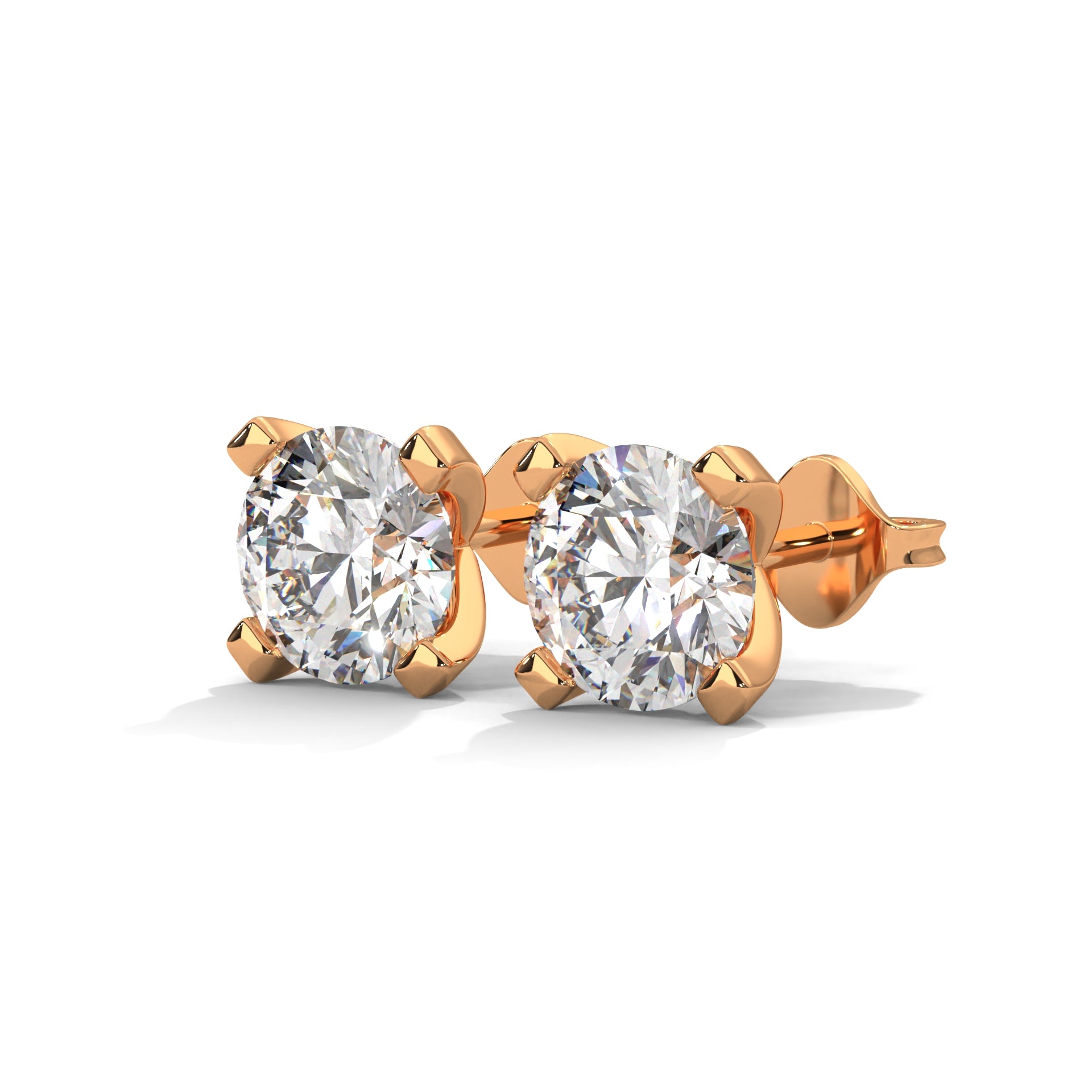 Exquisite Round-Cut Diamond Stud Earrings in 14K Gold | 2-6 CTW