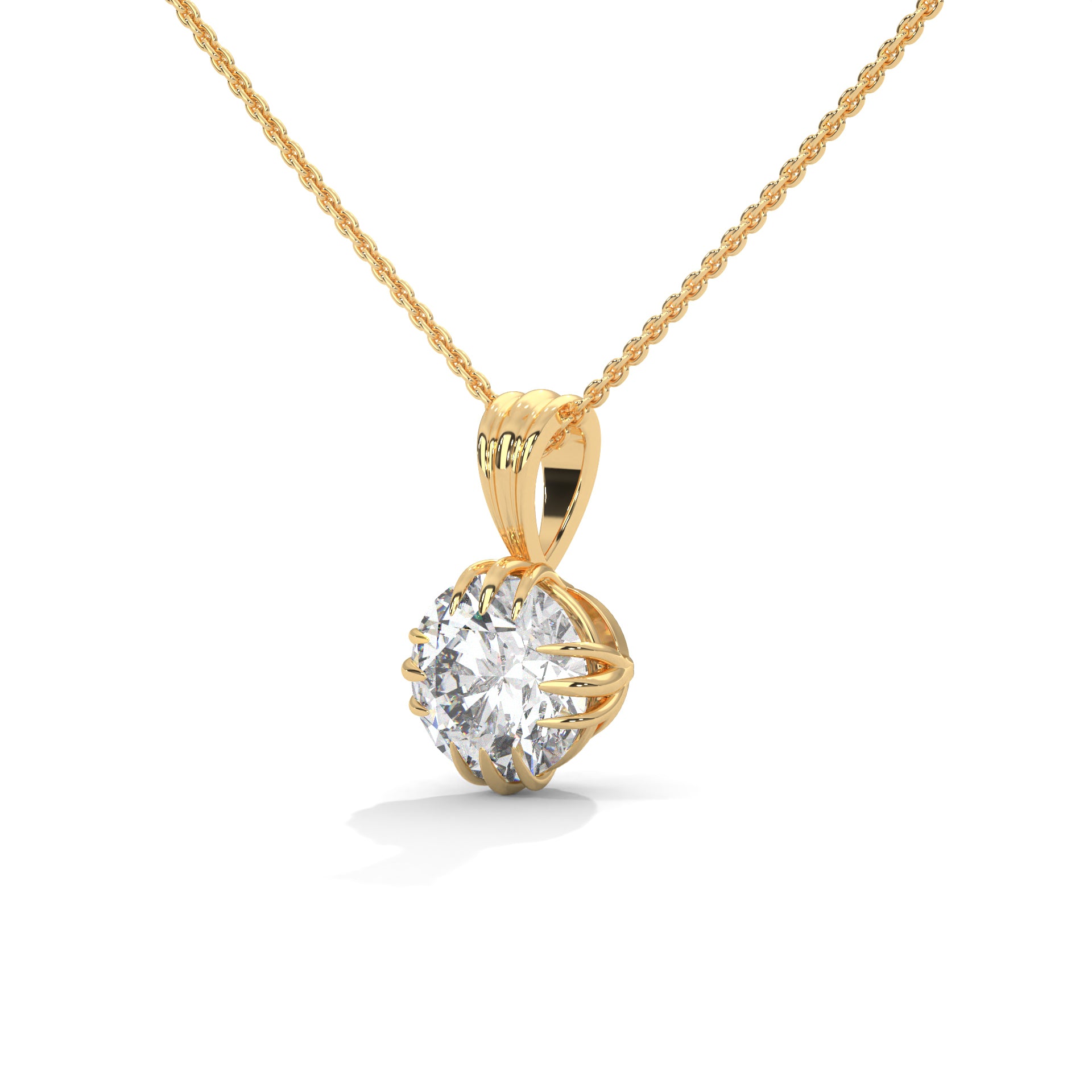 Round-Cut Diamond Pendant Necklace 2ctw E-VS1 | 14K Gold | 16-18 inch Chain