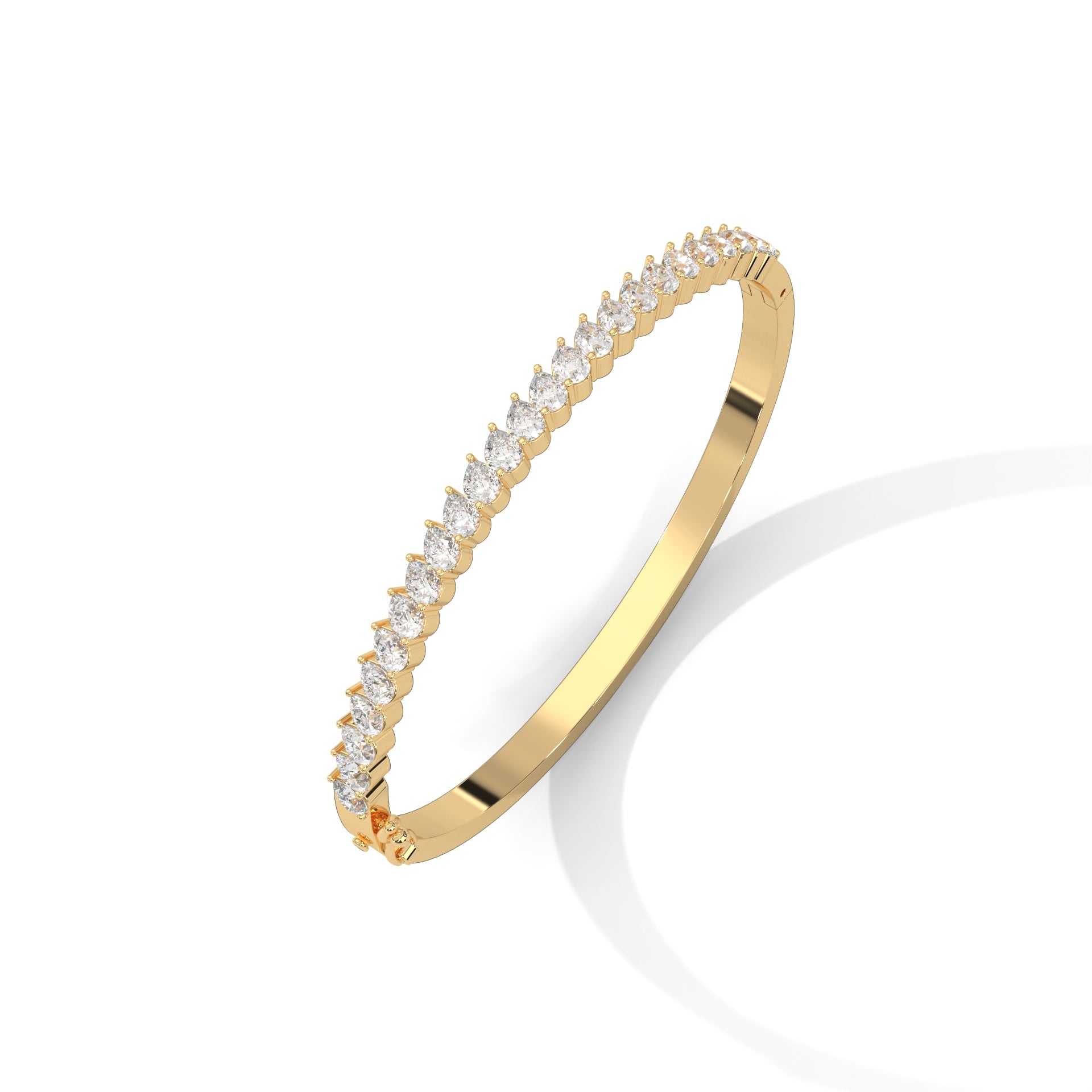 Pear Lab-Grown Diamond Gold Bangle Bracelet | 5.25 CTW