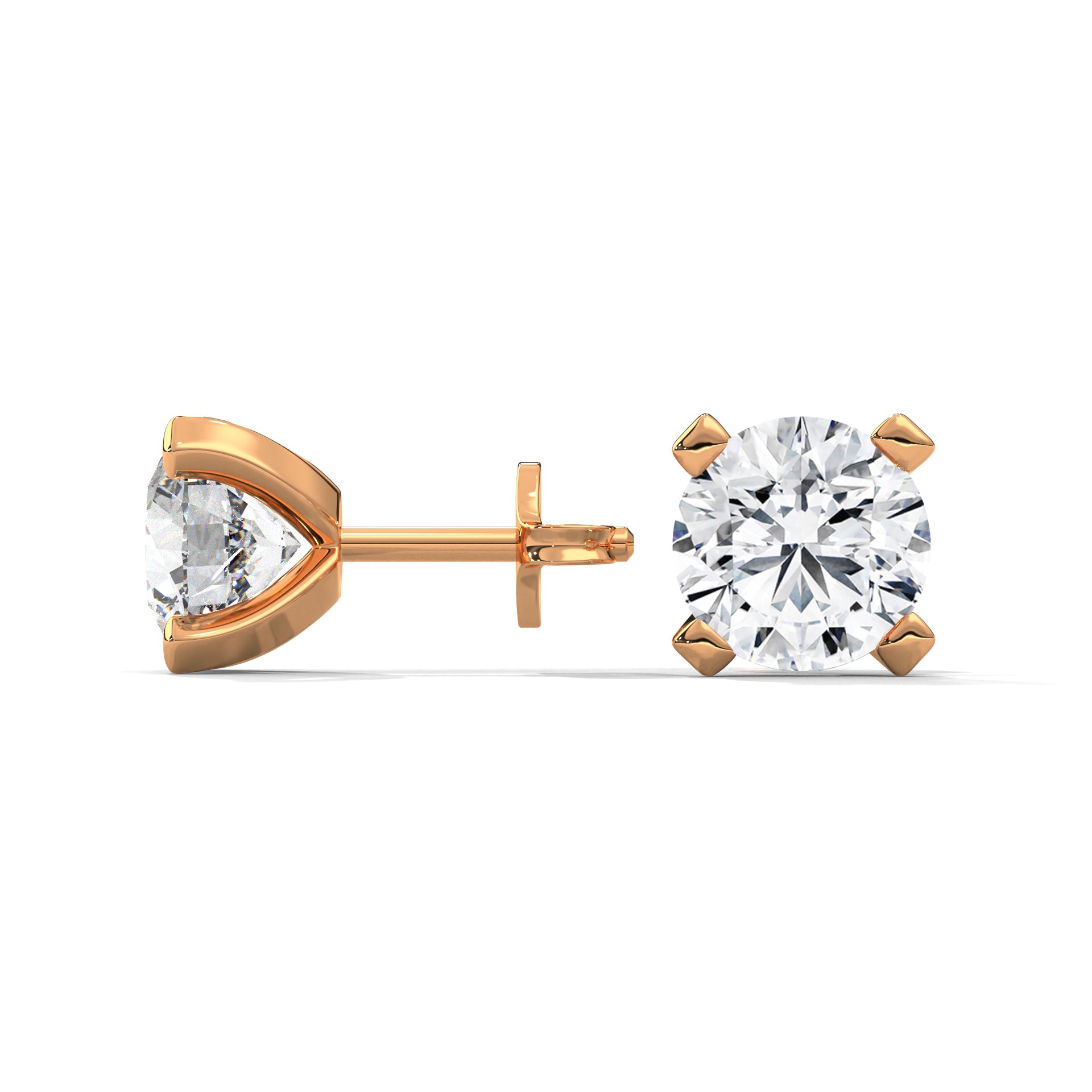 Exquisite Round-Cut Diamond Stud Earrings in 14K Gold | 2-6 CTW