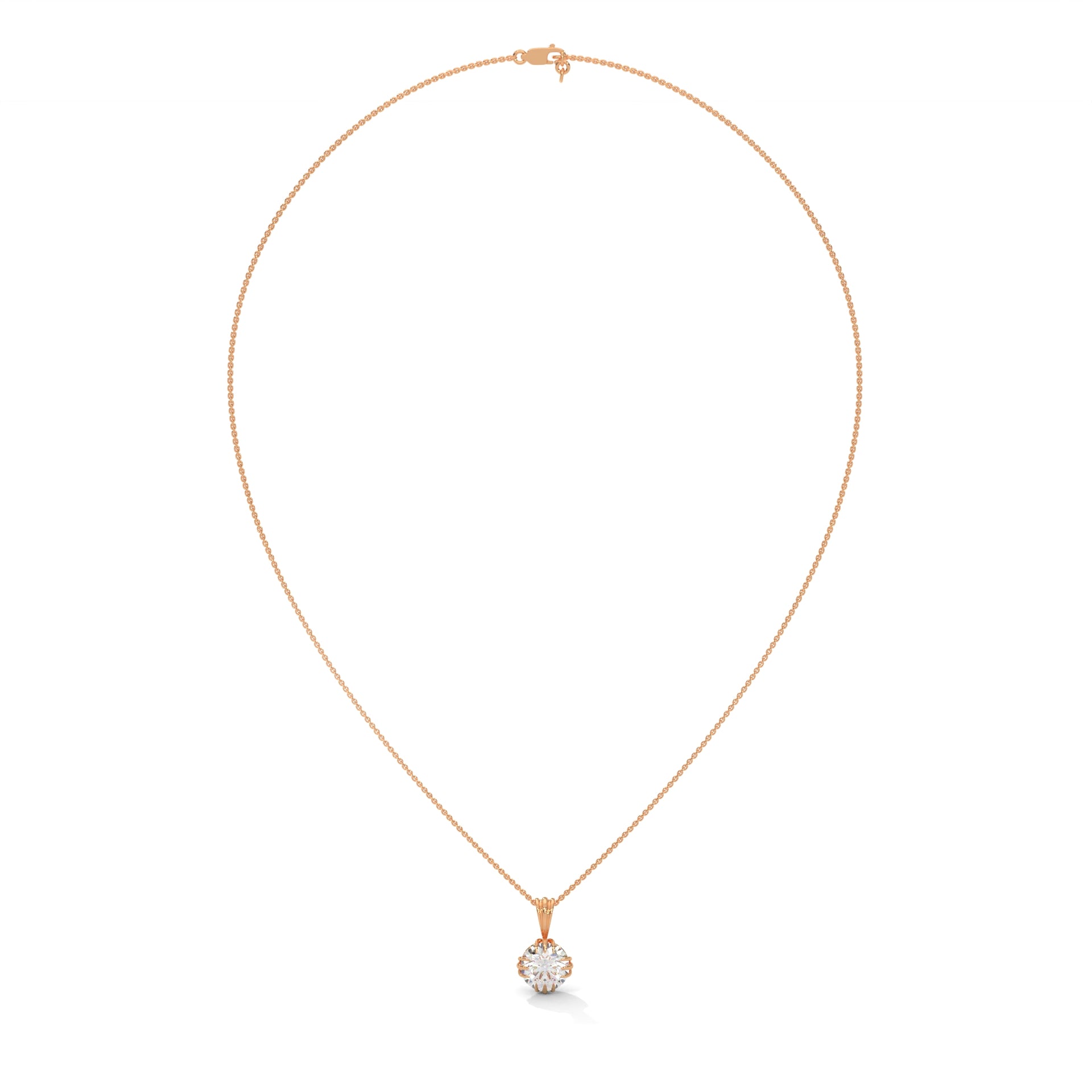 Round-Cut Diamond Pendant Necklace 2ctw E-VS1 | 14K Gold | 16-18 inch Chain