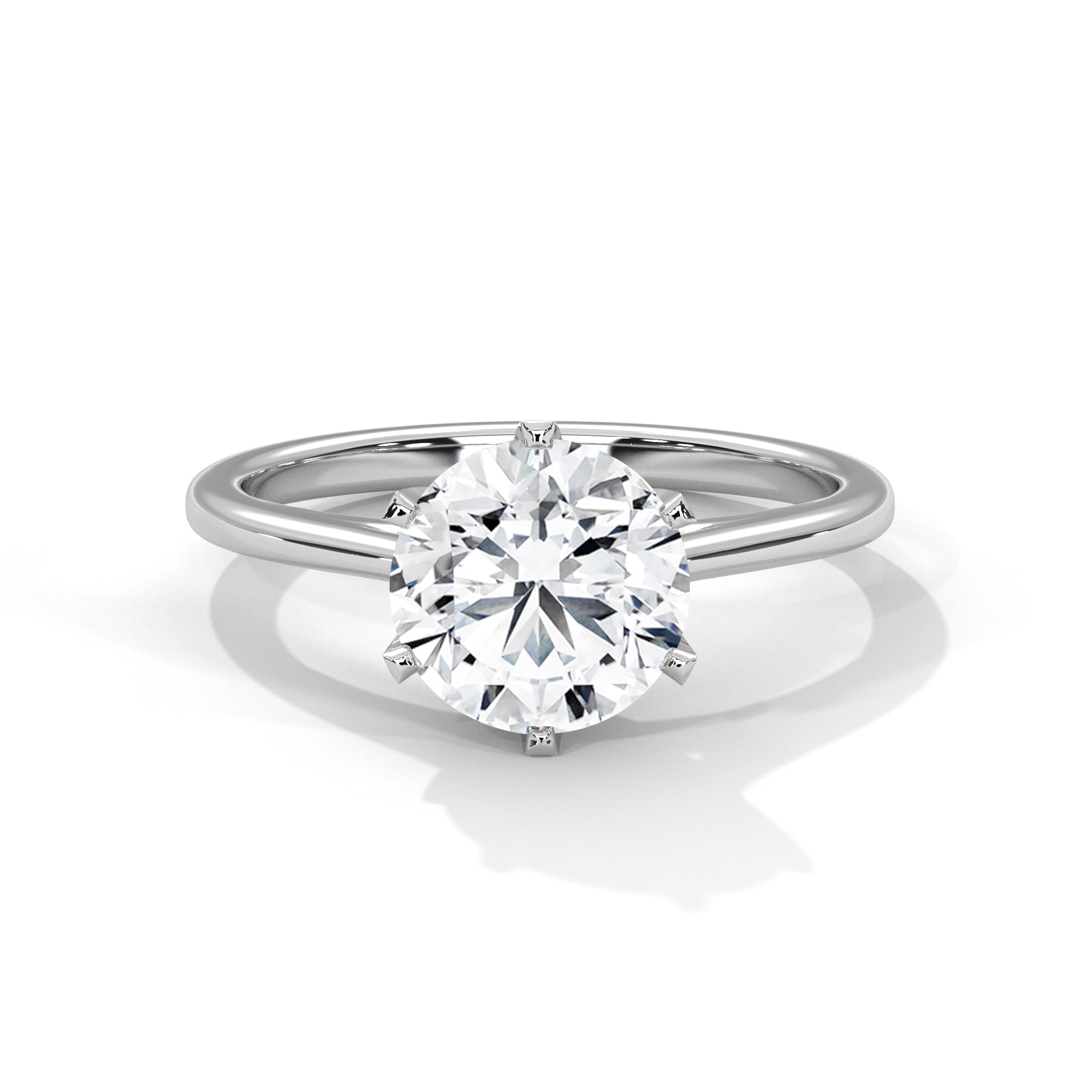Classic Solitaire Round Brilliant-Cut Engagement Ring with 2ct Diamond (E VS1)