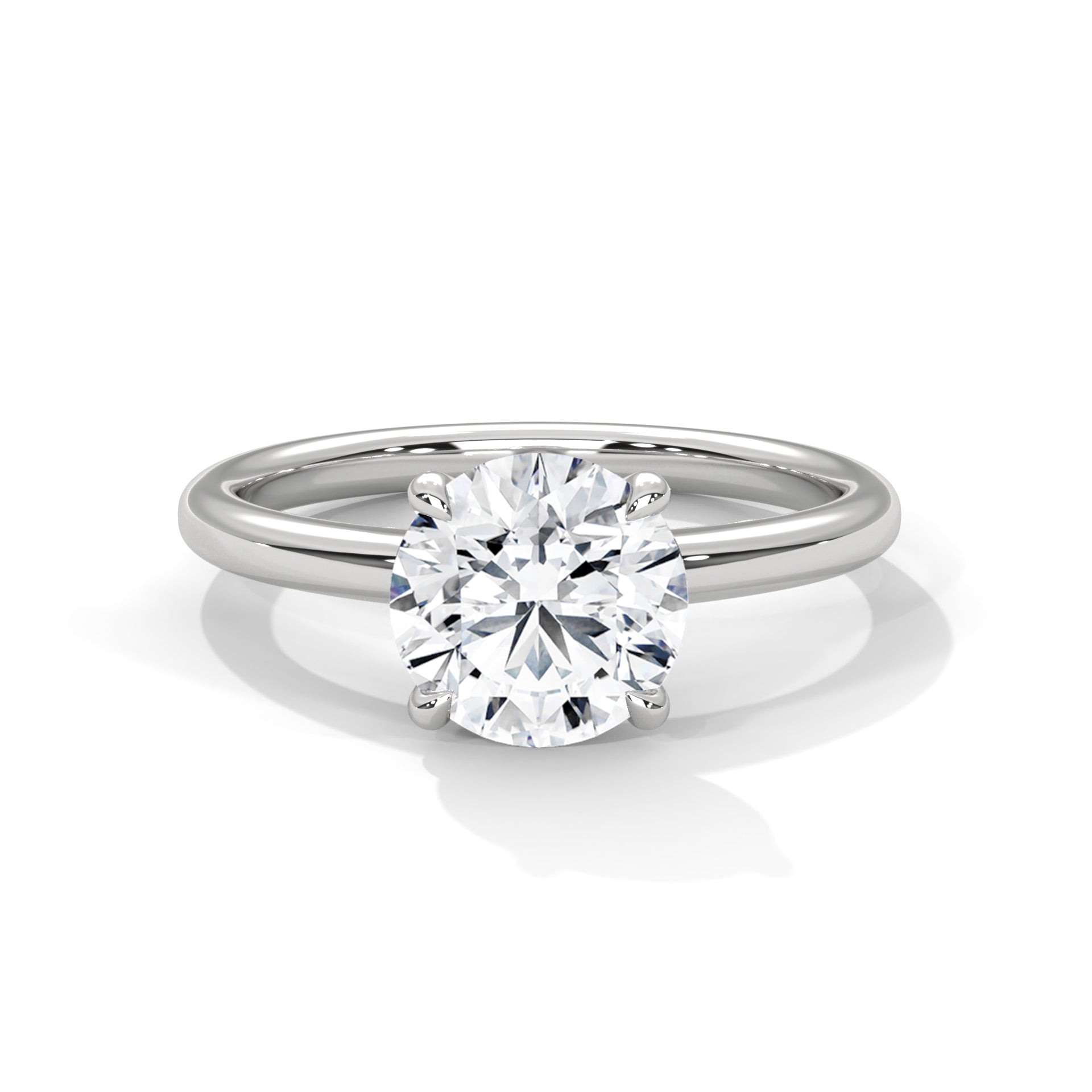 Classic Solitaire Ring with 2ct Round-Cut Lab Grown Diamond (F VS)