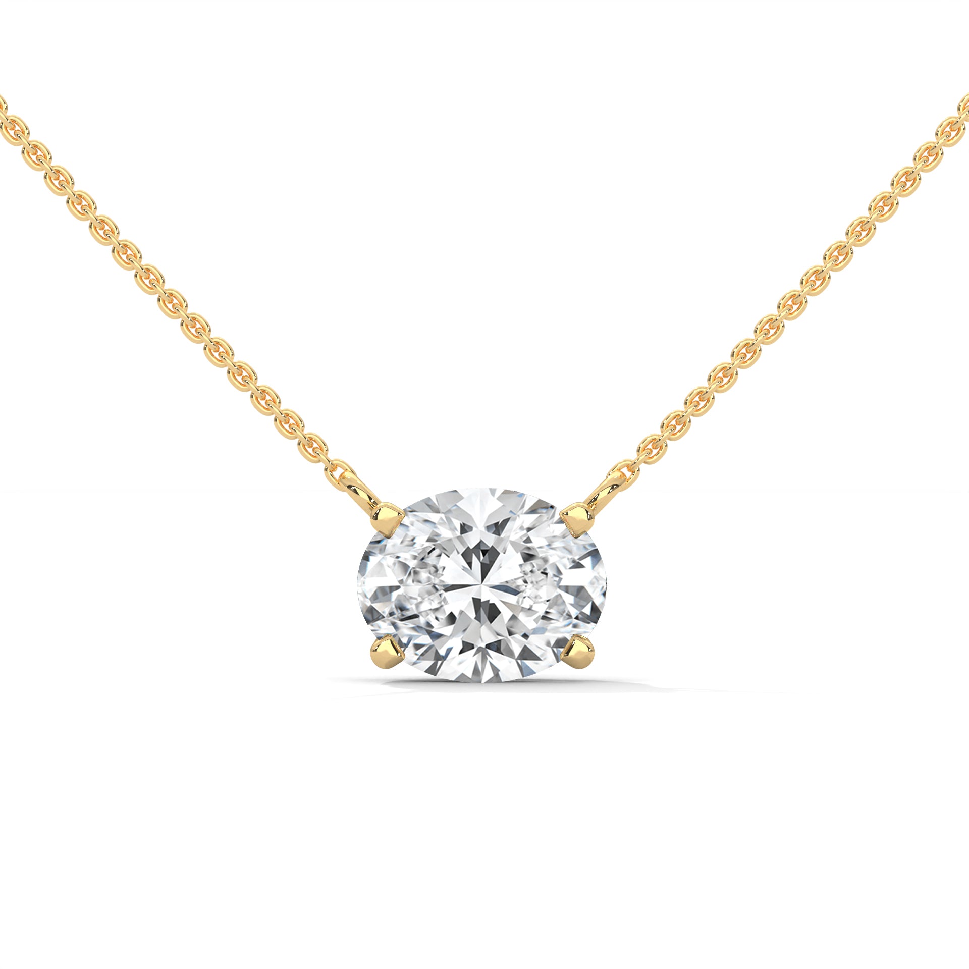 Oval-Cut Diamond Pendant Necklace 2.00ct E-VS1 | 14K Gold | 16”&18” Chain